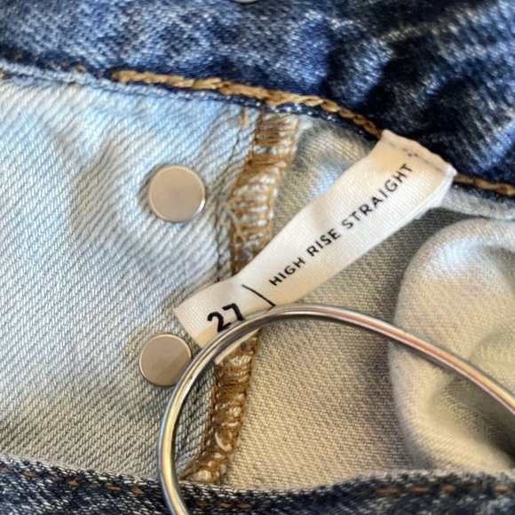 PacSun High Rise Straight Patchwork Jeans Sz 27 Button Fly Mom Jeans - Picture 6 of 7